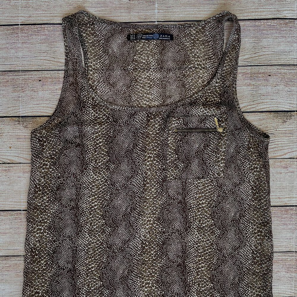 Zara Women's Medium Leopard Animal Print Sleeveless Blouse Ladies Casual Top Trp